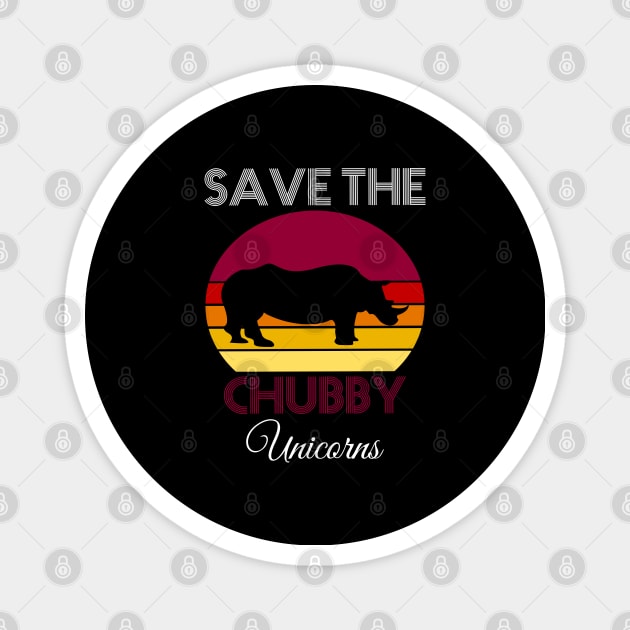 Save The Chubby Unicorns Vintage Distressed Magnet by Teeartspace